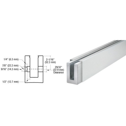 B7S Series Satin Anodized Custom Length Square Base Shoe Fascia Mount Drilled for 3/4" Glass