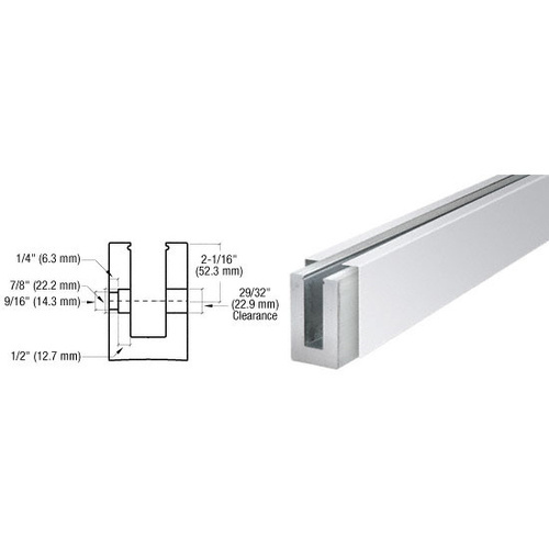 B7S Series Polished Stainless Custom Length Square Base Shoe Fascia Mount Drilled for 3/4" Glass