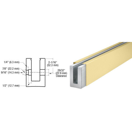 B7S Series Satin Brass Custom Length Square Base Shoe Fascia Mount Drilled for 3/4" Glass