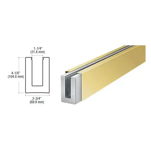CRL B7SPBC B7S Series Polished Brass Custom Length Square Base Shoe for 3/4" Glass