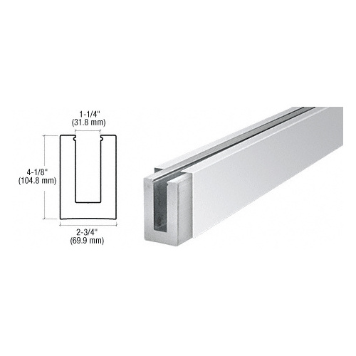 B7S Series Polished Stainless Custom Length Square Base Shoe for 3/4" Glass