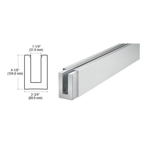 B7S Series Satin Anodized Custom Length Square Base Shoe for 3/4" Glass