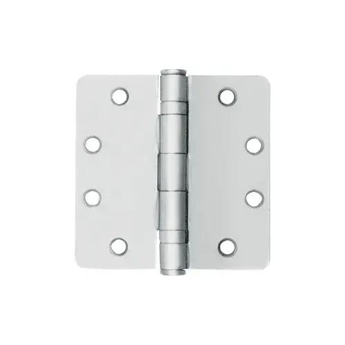 Satin Chrome Non-Removable Pin Standard Weight 1/4" Radius Ball Bearing Template Butt Hinge