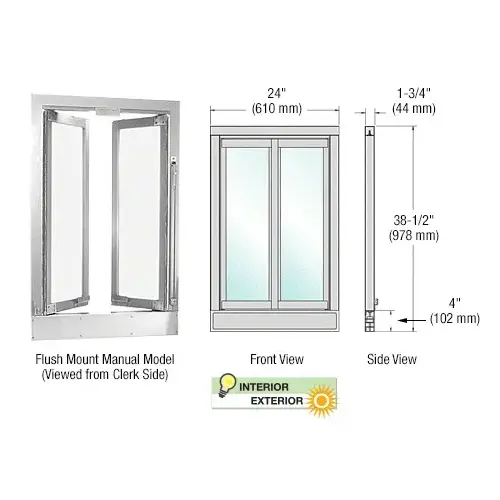 Satin Anodized Manual Flush Mount Bi-Fold Service Window