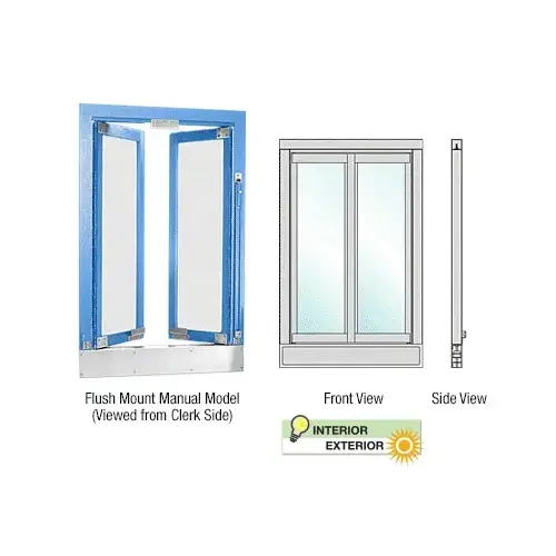 Custom Color and Size Manual Flush Mount Bi-Fold Service Window