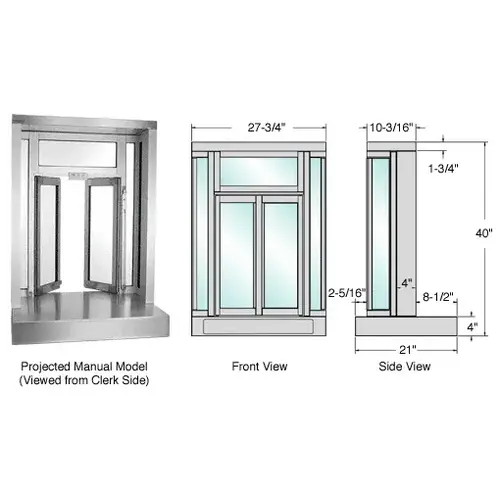 Satin Anodized Manual Projected Bi-Fold Service Window