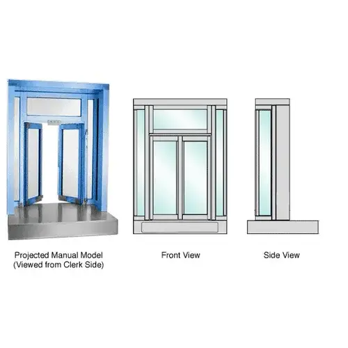 Custom Color and Size Manual Projected Bi-Fold Service Window