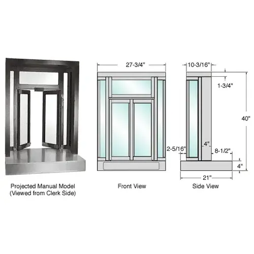 Dark Bronze Manual Projected Bi-Fold Service Window