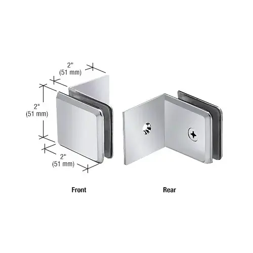 Polished Chrome Fixed Panel Beveled Clamp With Large Leg