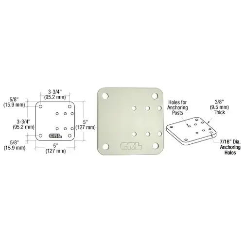 CRL BP050W Oyster White 5" x 5" Offset Base Plate