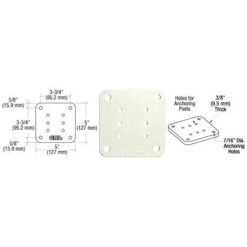 CRL BP50W Oyster White 5" x 5" Square Base Plate