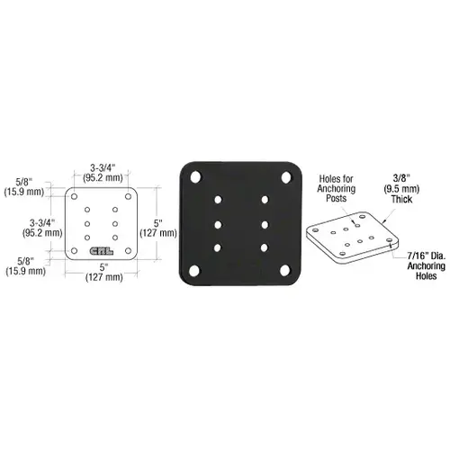 Matte Black 5" x 5" Square Base Plate