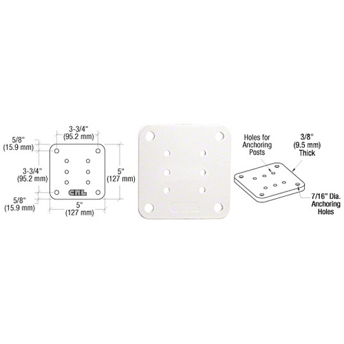 CRL BP5W Sky White 5" x 5" Square Base Plate