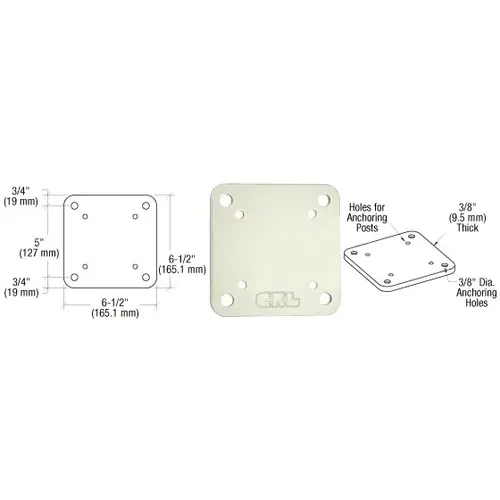 Oyster White 6-1/2" x 6-1/2" Square Base Plate