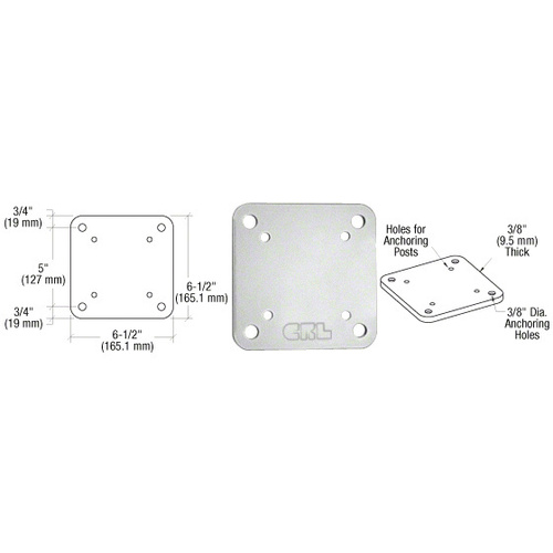 Metallic Silver 6-1/2" x 6-1/2" Square Base Plate