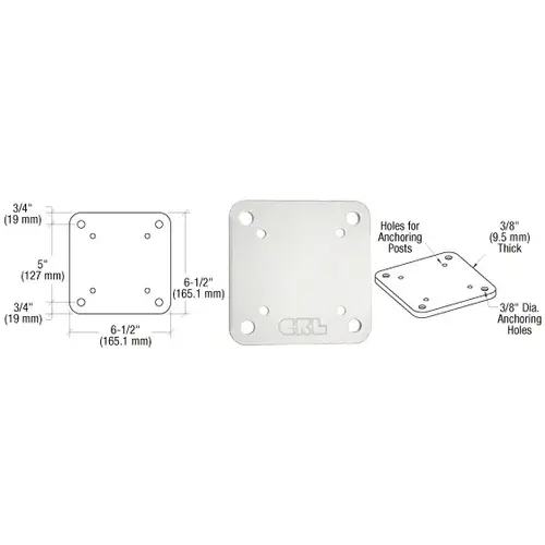 Sky White 6-1/2" x 6-1/2" Square Base Plate