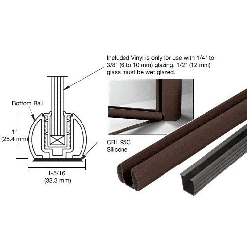 Bronze AWS 36" Bottom Rail Kit with Rigid Glazing Vinyl