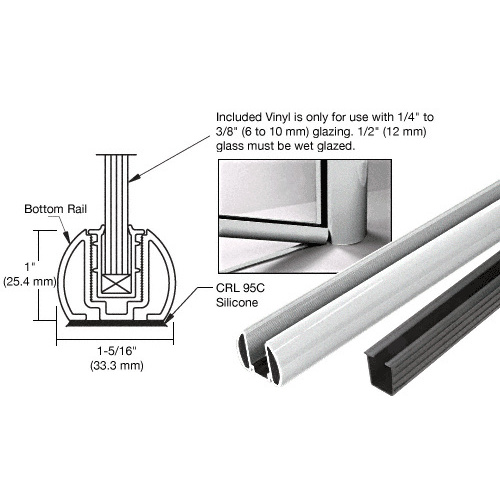 Metallic Silver AWS 48" Bottom Rail Kit With Rigid Glazing Vinyl