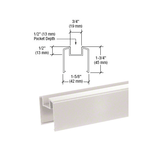 Sky White 200, 300, 350, and 400 Series Bottom Rail for Glass 241" Long