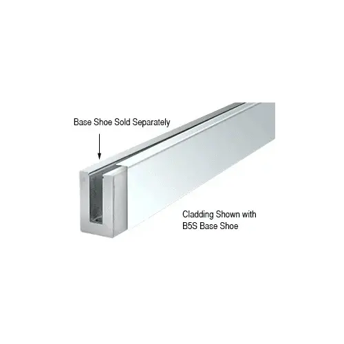 316 Polished Stainless 120" Straight Cladding for B5S Series Standard Square Aluminum Base Shoe