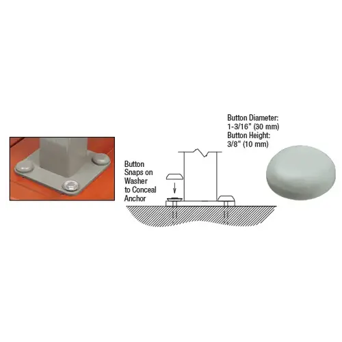 CRL BTN1AGY Agate Gray Color Match Bolt Cover Buttons
