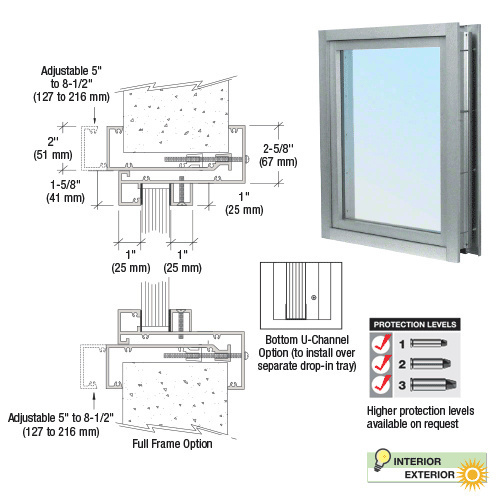 CRL C0VEA Satin Anodized Aluminum Clamp-On Frame Exterior Glazed Vision Window