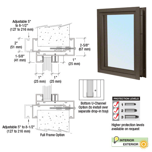 Dark Bronze Aluminum Clamp-On Frame Exterior Glazed Vision Window