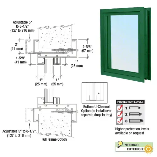 KYNAR Painted (Specify) Aluminum Clamp-On Frame Exterior Glazed Vision Window