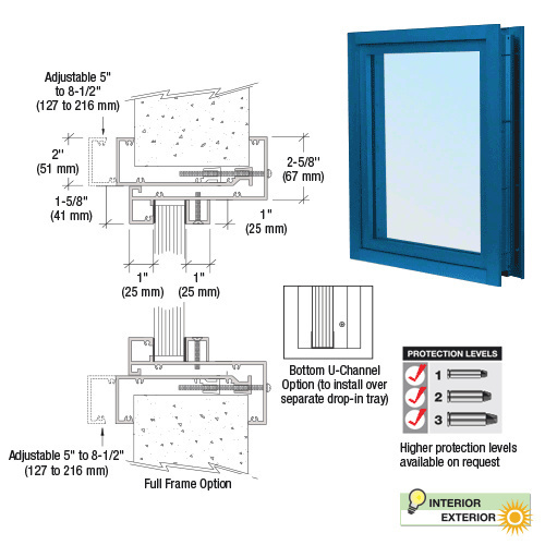 Powder Painted (Specify) Aluminum Clamp-On Frame Exterior Glazed Vision Window