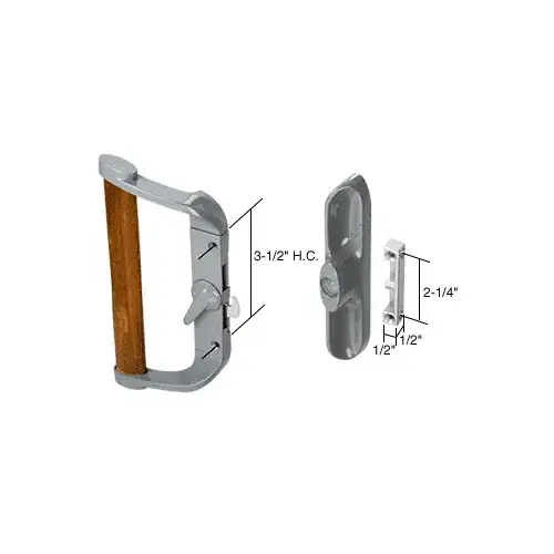 Aluminum/Wood Hook-Style Surface Mount Handle 3-1/2" Screw Holes - Non-Keyed