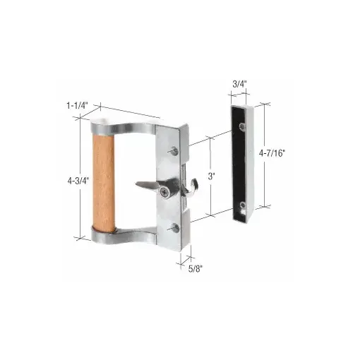 Aluminum/Wood Hook Style Surface Mount Handle 3" Screw Holes