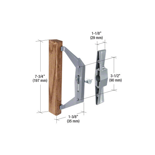 CRL C1025 Wood/Aluminum Internal Lock Sliding Glass Door Handle Set with 3-1/2" Screw Holes for Burval and Trimview Doors