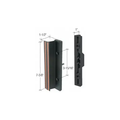 Black Standard Mortise - Style Sliding Glass Door Handle with 3-15/16" Screw Holes