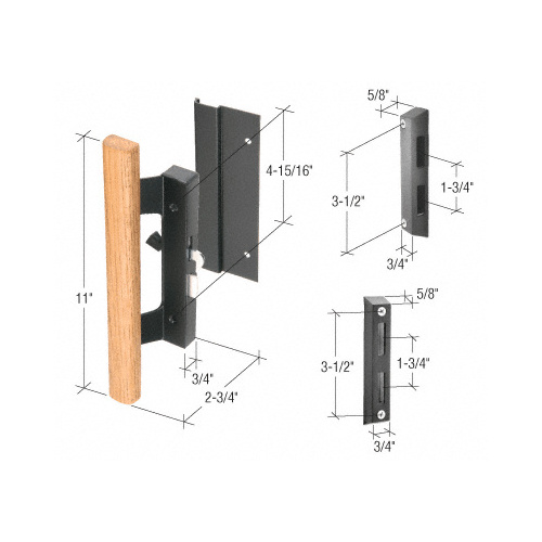 Wood/Black Hook-Style Surface Mount Handle with 4-15/16" Screw Holes