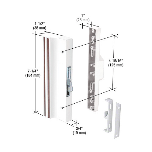 White Hook Style Surface Mount Handle with 4-15/16" Screw Holes