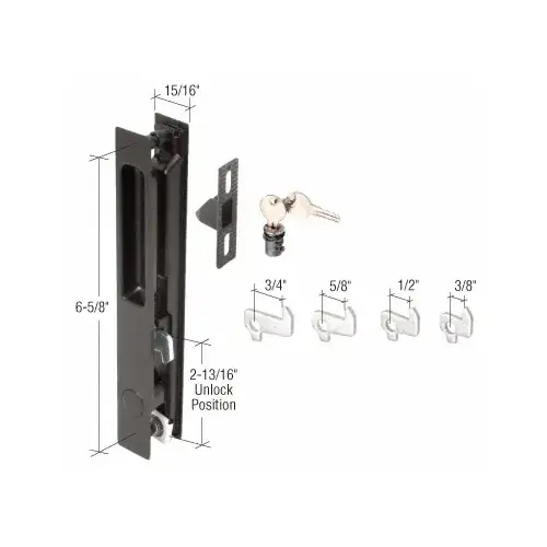 Black Mid-Latch Flush Door Handle