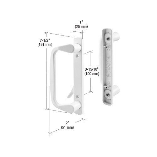 White Low Profile Long Base Mortise-Series Handle with 3-15/16" Center-to-Center Screw Holes