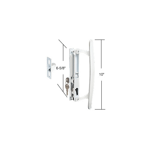 White Flush Mount Keyed Handle Set 6-5/8" Screw Holes