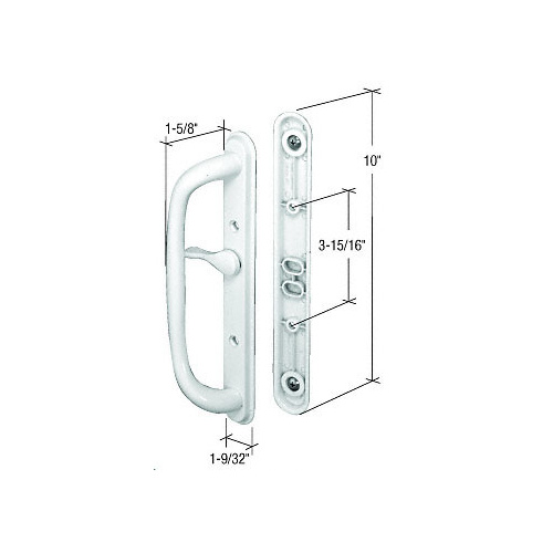 White 10" Non-Keyed Mortise - Style Handle 3-15/16" Screw Holes