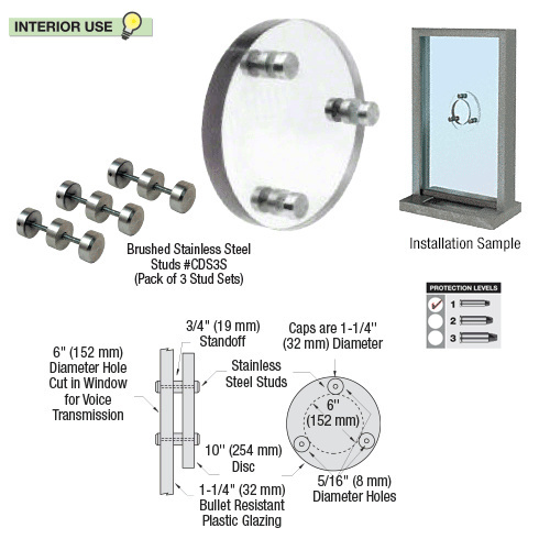 Round Level 1 Clear-Vision Bullet Resistant Acrylic Speak-Thru