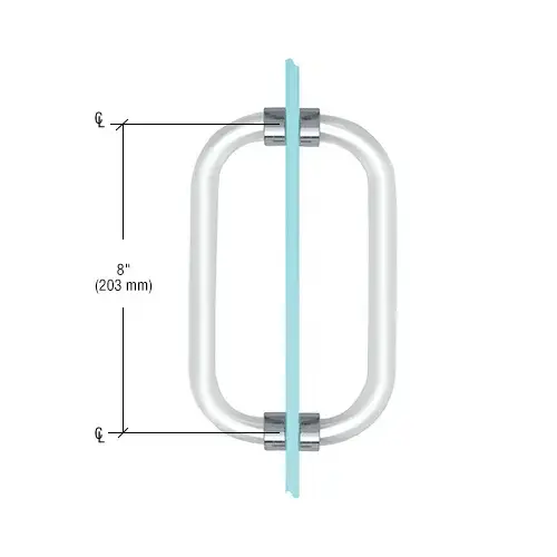 8" Acrylic Smooth Back-to-Back Shower Door Pull Handle with Chrome Rings