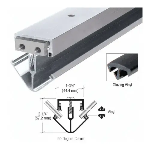 CRL CB09011 Clear Anodized 90 degree Corner Division Bar with Vinyl - 24 ft