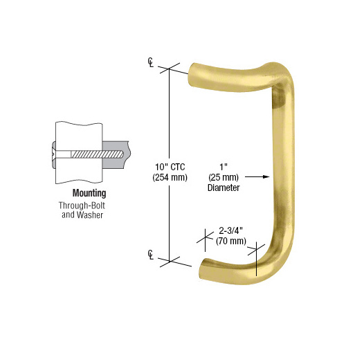 Polished Brass 10" Single Offset Door Pull