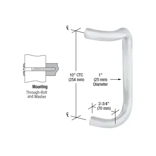 Single Offset Door Pull Satin Anodized