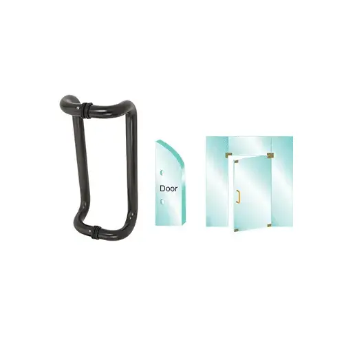 Dark Bronze 10" Glass Mounted Offset Pull Handle