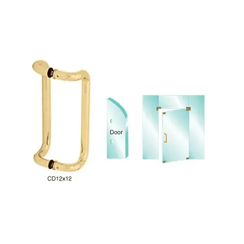 Brass 12" Glass Mounted Offset Pull Handle Brass 12" Glass Mounted Offset Pull Handle