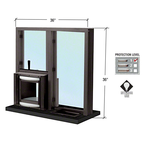 Dark Bronze 36" W x 36" H Bullet Resistant Combination Exchange Window With Rotary Server Protection Level 1