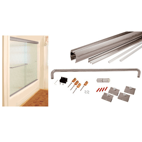 Brushed Nickel 60" x 60" Cottage CK Series Sliding Shower Door Kit with Clear Jambs for 1/4" Glass