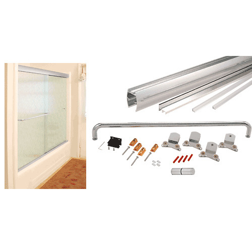 Brite Anodized 72" x 60" Cottage CK Series Sliding Shower Door Kit with Clear Jambs for 3/8" Glass NO GLASS INCLUDED