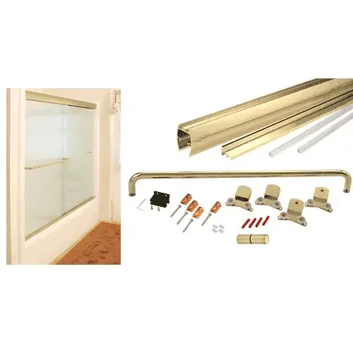 Brite Gold Anodized 60" x 60" Cottage CK Series Sliding Shower Door Kit With Clear Jambs for 3/8" Glass GLASS NOT INCLUDED